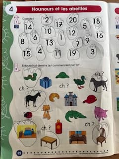 Counting and animal vocabulary from a primary French class in Walton-on-Thames, Surrey.