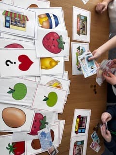 Food, shopping and shop names vocabulary built up across primary French classes in Hersham.